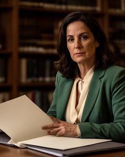 Itxaro Popins preparando una estrategia de defensa en una biblioteca jurídica